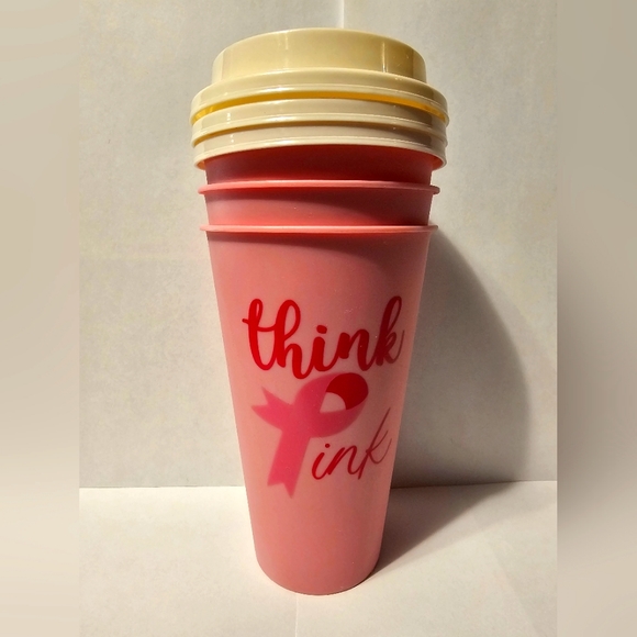 Think pink breast cancer awareness cups nwot - Picture 1 of 3